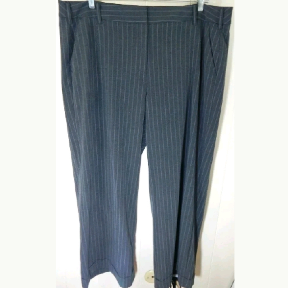 Lane Bryant Wide Leg‎ Cuffed Pinstripe Trousers